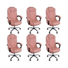 Imagem de Kit 6 Cadeiras De Escrit rio Presidente Reclin vel Ajust vel