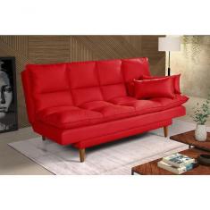Imagem de Sofá Cama Andorra 3 Lugares Império Reclinável Casal Pés Madeira Suede Vermelho 373