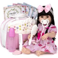 Imagem de Boneca Barata Silicone Bebê Reborn Morena Completa Enxoval - Cegonha R