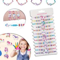 Imagem de Kit 12 Pulseiras Braceletes Pingentes Fofos Infantil Crianças Meninas