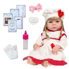 Imagem de Boneca Reborn Realista Loira Xodó Vermelho Envio Imediato - Cegonha Re