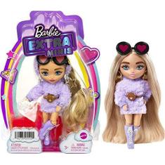 Imagem de Boneca Barbie Extra Minis 4 (14 Cm) Vestindo Roxo Fofo