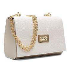 Imagem de Bolsa Feminina Transversal Baú Alça De Corrente - Form's, Branco, Únic