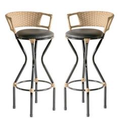 Imagem de Conjunto 2 Banquetas com Assento Estofado Charme em Ferro - Coage Móve