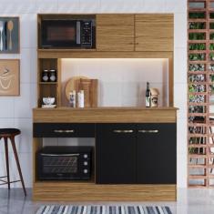 Imagem de Armário de Cozinha com Tampo 7072+CH854 143cm Naturalle Preto - Deciba