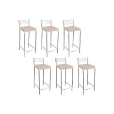 Imagem de Banqueta Gênova B705 Kit 6 Un Cromada - Assento Nude 16 - Kappesberg