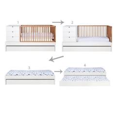 Imagem de Berço encanto branco com grades em madeira com cama auxiliar - Sleeper