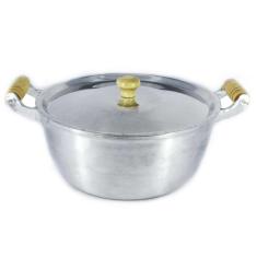 Imagem de Caçarola Panela Alumínio Polido Alça Madeira Bojuda 28Cm