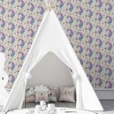 Imagem de Papel de Parede Adesivo Unicórnio  N03014 Rolo de 0,58x3,00