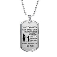 Imagem de COMTRUDE Colar com pingente To My Daughter, Always Remember You are Braver, presente inspirador de aço inoxidável