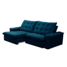 Imagem de Sofá 5 Lugares Retrátil E Reclinável Batam Veludo Azul - Ferguile