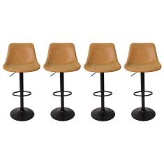 Imagem de Kit 4 Banquetas Estofadas c/encosto p/Cozinha Gir.Caramelo