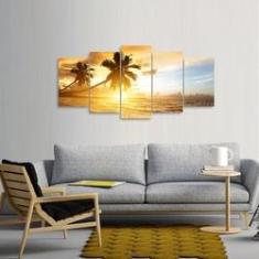 Imagem de Quadro decorativo Praia Sunset Paisagem Mosaico em 5 Peças