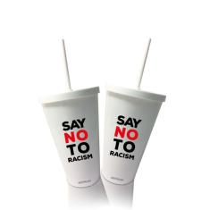 Imagem de 2 Copos com Tampa e Canudo  Say no Racismo
