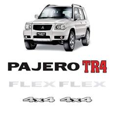 Imagem de Kit Emblemas Pajero Tr4 Flex 4x4 Prata Adesivos Resinados