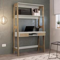 Imagem de Escrivaninha para Escritório com Estante Primazzia Carvalho Mel/Off White