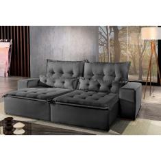 Imagem de Sofá 4 Lugares Retrátil e Reclinável Adele 2.50m Veludo Cinza Profundo