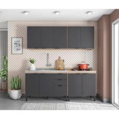 Imagem de Cozinha Compacta Firenze II 10 PT 2 GV Avena e Grafito