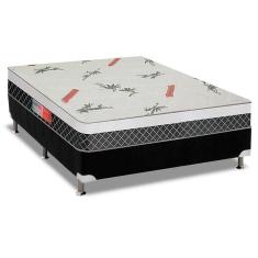 Imagem de Cama Box Casal: Colchão Espuma Plumatex D28/EP Anatômico Falcon Ultra Firme + Base crc Suede Black(138x188)