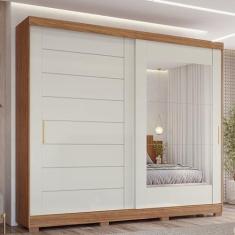 Imagem de Guarda-roupa Casal 2 Portas de Correr 8 Gavetas com Pés 100% Mdf Siena Espresso Móveis Cinamomo/Off White