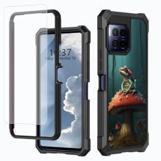 Imagem de WZCJDHMJ Capa para T-Mobile Revvl 7 Pro 5G com protetor de tela, proteção de estrutura de camada dupla resistente, cantos com absorção de choque, capa amortecedora de TPU para T-Mobile Revvl 7 Pro 5G