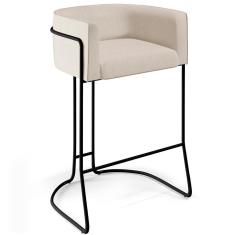 Imagem de Banqueta Fixa Base De Aço Preto Betina D02 Linho Cru C-443