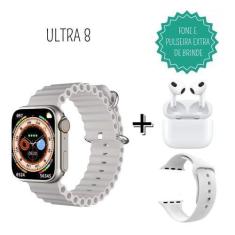 Imagem de Relógio Inteligente Smartwatch Ultra 8 C/ 2 Pulseiras + Fone De Ouvido