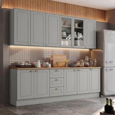 Imagem de Cozinha Compacta Internacional 5 Peças com 3 Gavetas 100% Mdf Cinza