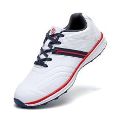 Imagem de oiMKoi Tênis de golfe masculino profissional sem pontas para treino de golfistas leve, branco/azul, 45