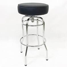 Imagem de Banqueta Bar Alta Giratória Cromada Assento Preto - Poltronas do Sul