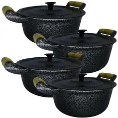 Imagem de Jogo 4 Panela Alumínio Batido Craqueada Caçarola Grande