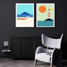 Imagem de Kit 2 Quadros Decorativos Marinha 34x23cm