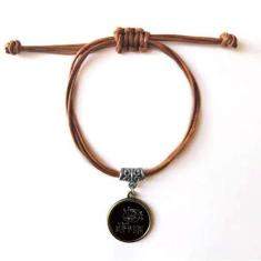 Imagem de DIYthinker Pulseira Matemática Kowledge Pulseira de couro corda escondida marrom joia presente