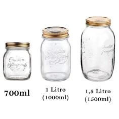 Imagem de 3 Potes De Vidro Herméticos Quattro Stagioni Bormioli Rocco Para Compotas, Conservas E Conservação De Alimentos