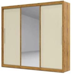 Imagem de Guarda Roupa Casal Espelho 3 Portas e 4 Gavetas Royale Off White Naturale - Fabrica 1 Móveis