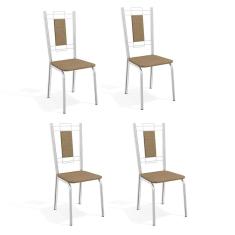 Imagem de Conjunto Com 4 Cadeiras De Cozinha Florença Cromado E Capuccino