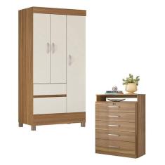 Imagem de Cômoda Triunfo e Guarda Roupa Solteiro Wind Amêndola Off White - Demóbile