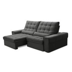 Imagem de Sofá 4 Lugares Retrátil e Reclinável Alasca Veludo Chumbo