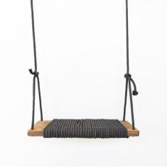 Imagem de Balanço Criativo De Madeira Com Cordas Pretas - Matarazzo Decor