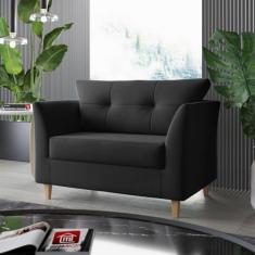 Imagem de Sofá Namoradeira Para Sala Decorativa Isis Suede Preto Visan Estofados