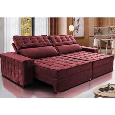 Imagem de Sofá Retrátil e Reclinável 3,15m Cama Inbox Big Star com Softgeld40 Velupluma Vinho
