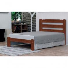 Imagem de Cama de Casal Londres de Madeira Maciça Angelim Pedra Tauari Castanho