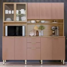 Imagem de Cozinha Compacta Amora 10 Portas e 2 Gavetas- Amendoa Marsala - DEMOBI