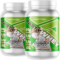 Imagem de Suplemento Kit 2x Tasty Whey Isolado 3w Coco 900g Adaptogen