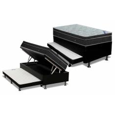 Imagem de Conjunto Box Baú Solteiro: Colchão Molas Ortobom Nanolastic Light + Base crc Courano Black(88x188)