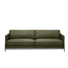 Imagem de Sofá Decorativo Karine 4 Lugares Sala De Estar 270cm Pés Em Aço Couro Fendi