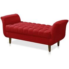 Imagem de Recamier Calçadeira Decorativo Quarto Closset 150cm Grecia Suede Vermelho - LM DECOR