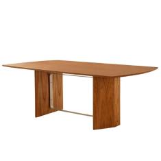 Imagem de Mesa para Sala de Jantar Pillar 180cm Madeira Tampo Barril Laminado e detalhe em metal Moderna Mobilia