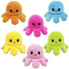 Imagem de Polvo Polvinho Humor Pelúcia Tiktok Bravo Feliz Reversível - Dm Toys P