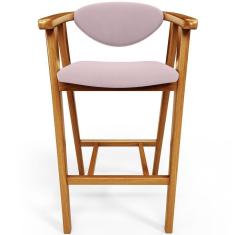 Imagem de Banqueta Alta Para Cozinha Bancada Bar Sala De Jantar Fixa Cecília L02 Suede Rosê